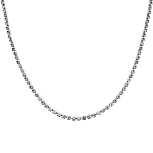 RhinestoneChainNecklaceSilver1