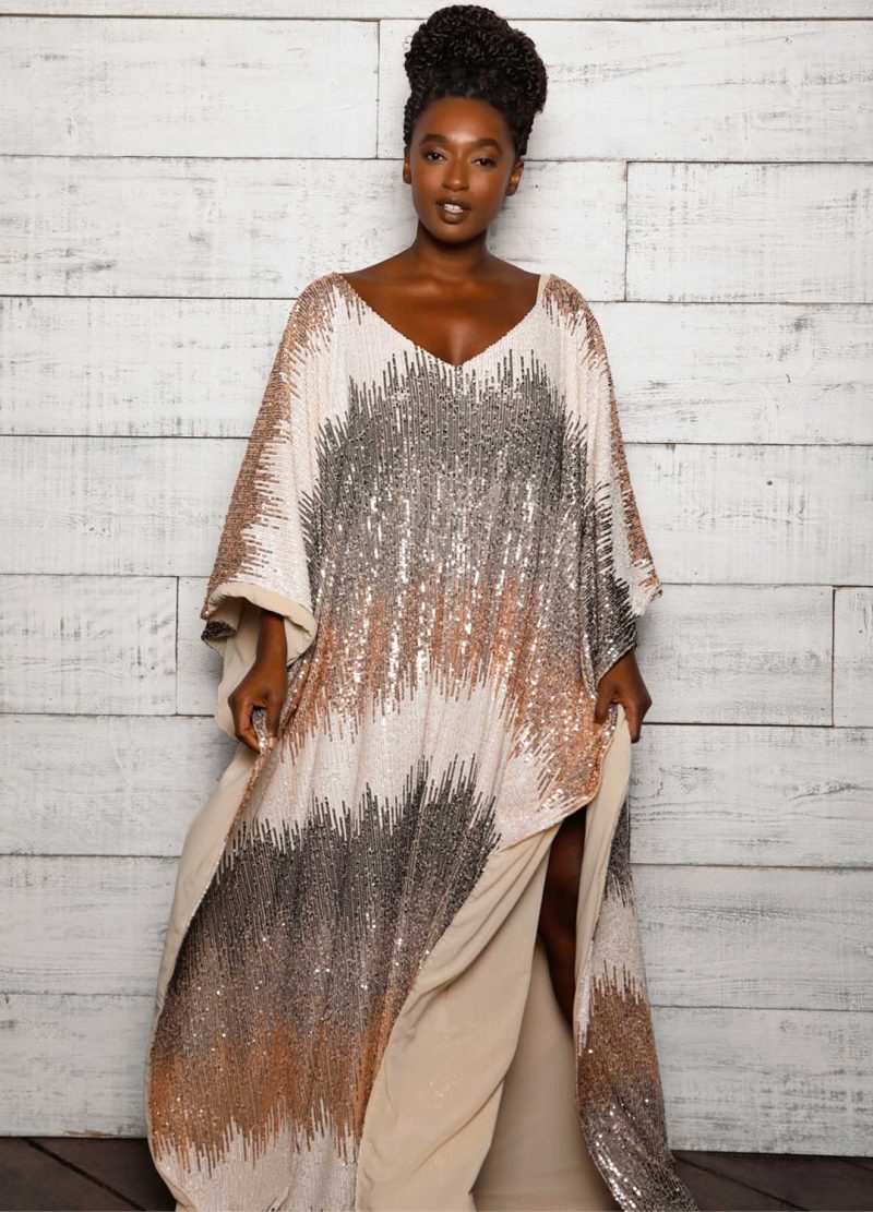 Sequin Maxi Kaftan Front