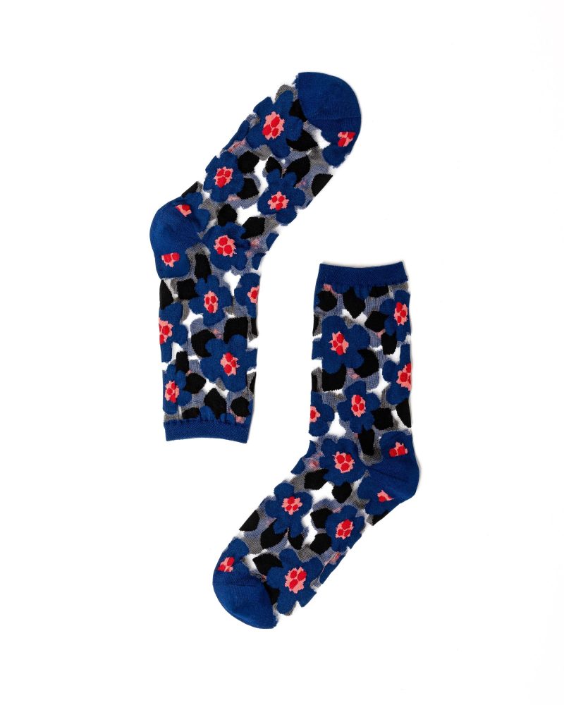 SockCandyBoldBlueFloralSheersockflatlaybluefloralsocks