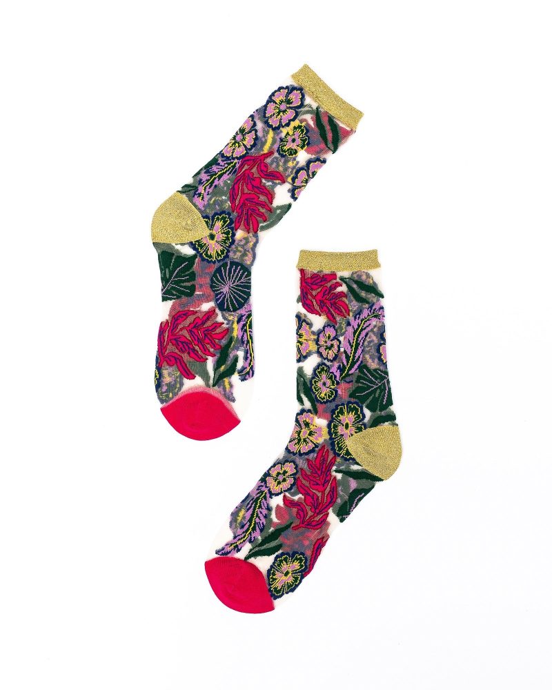 SockCandyFestiveFloralSheerCrewSockholidaysocksforwomen