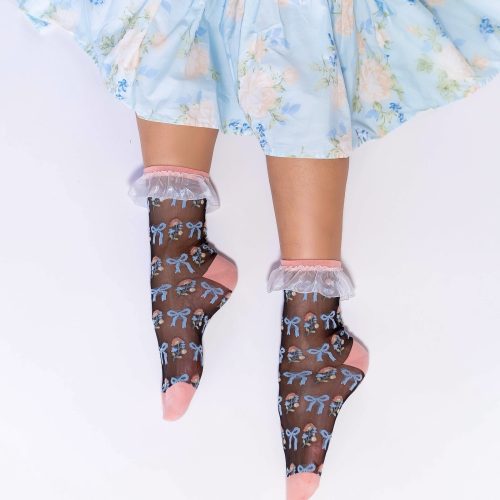 SockCandyFloralBowRuffleBlackSheerAnkleSockProduct1