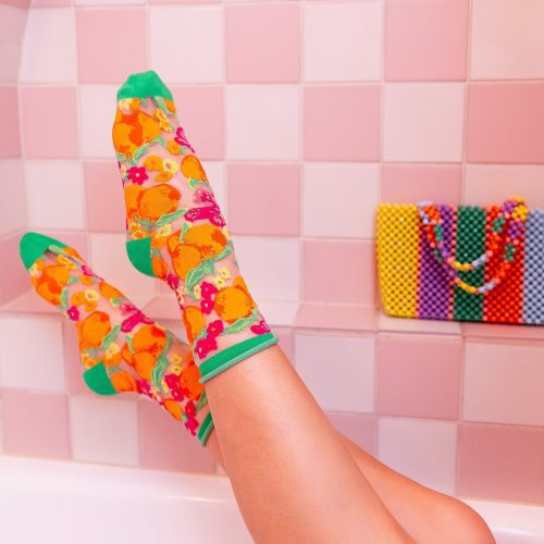 SockCandyOrangeFloralSheersockfruitprintsocks