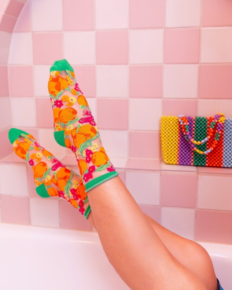 SockCandyOrangeFloralSheersockfruitprintsocks