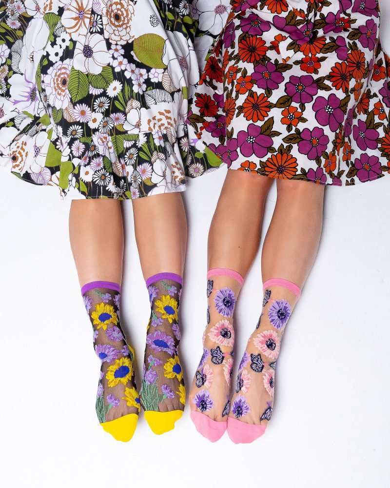 SockCandySunflowerPrintSheerSocksBundleGirlysocks