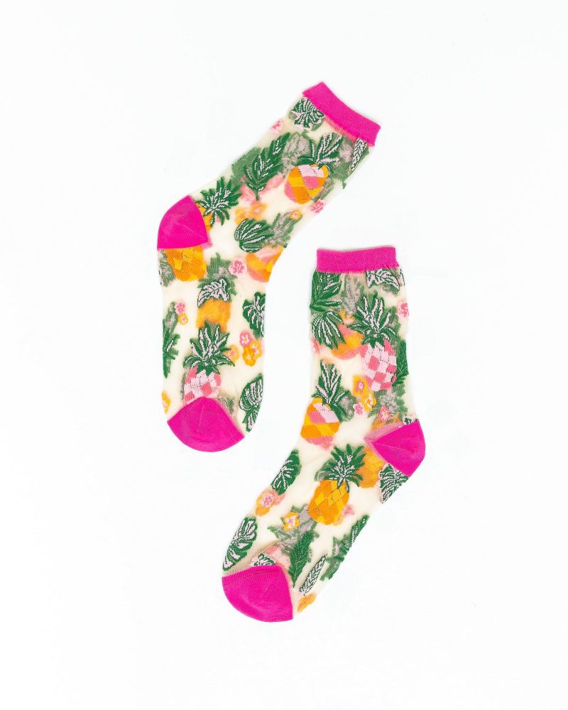 SockCandyTropicalPineapplesSheerSockwomensfashionsocks