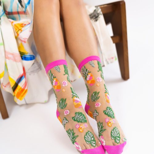 SockCandyTropicalPineapplesSheerSockwomensfruitsocks