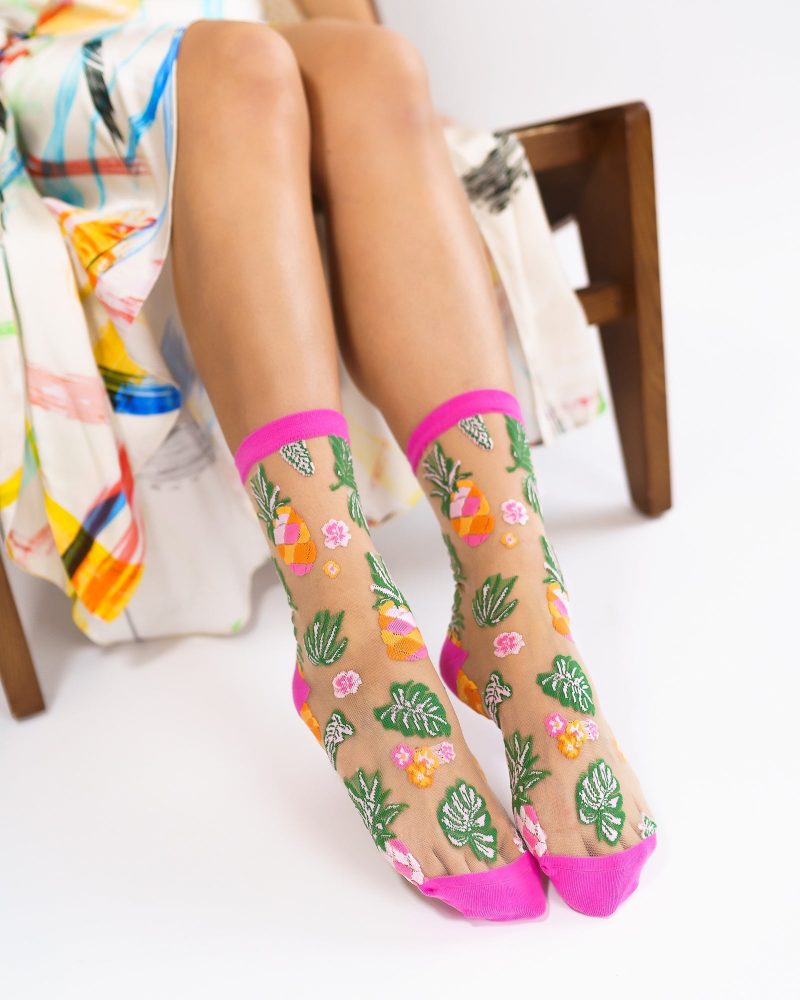 SockCandyTropicalPineapplesSheerSockwomensfruitsocks