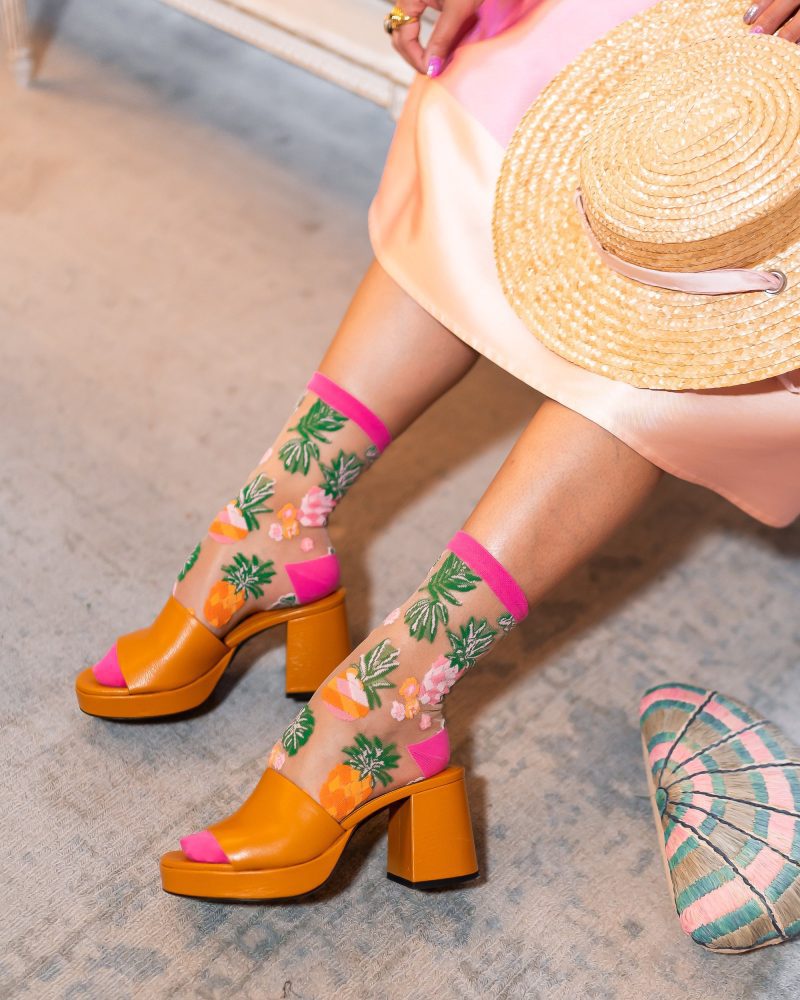 SockCandyTropicalPineapplesSheersocksandheelssummersocks