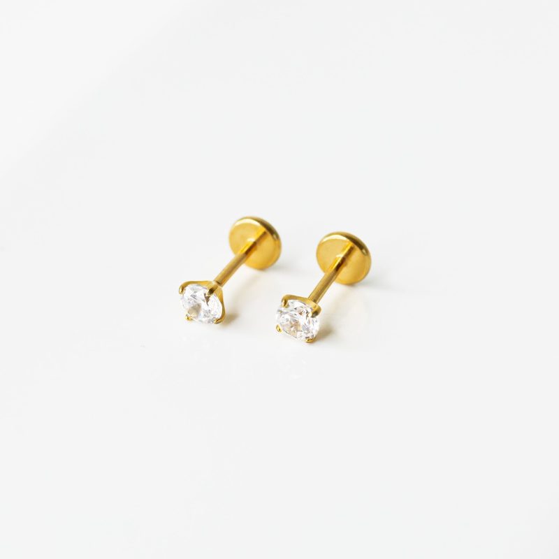 SolitaireFlatBackSleeperEarrings FL 02