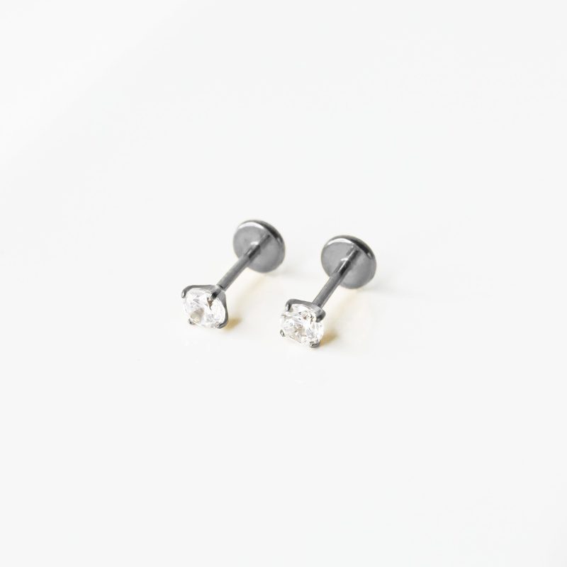 SolitaireFlatBackSleeperEarrings Silver FL 02