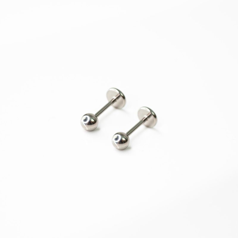 SphereFlatBackSleeperEarrings Silver 03