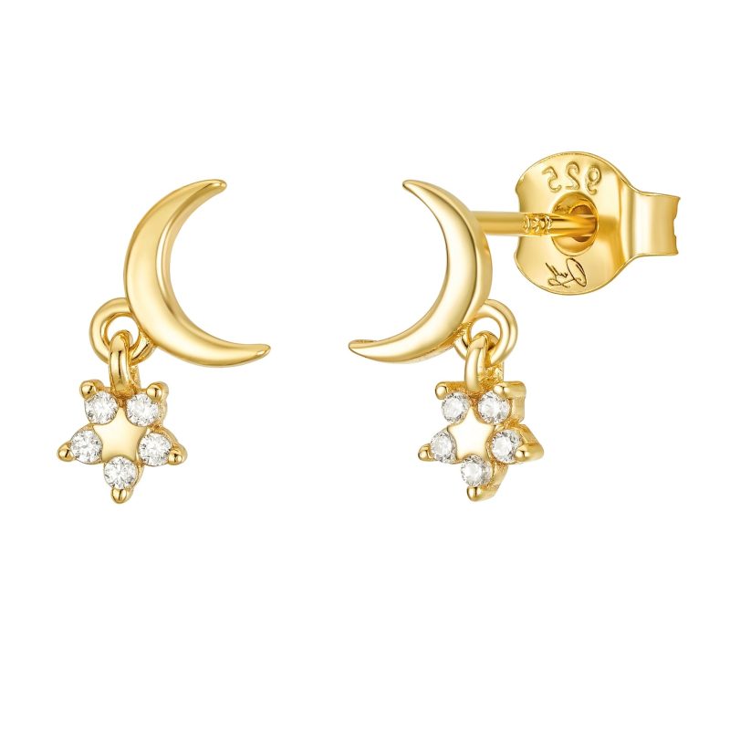 StellaGoldMoonandStarDangleEarringStuds 1