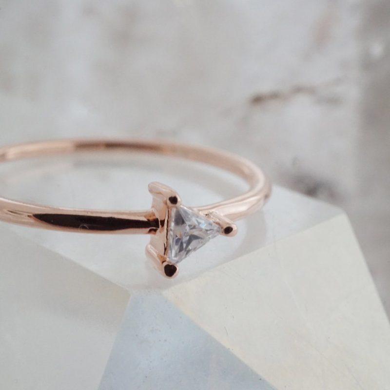 Triangle Solitaire Ring Rose 5