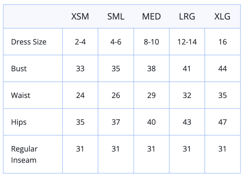 Women sPajamasSizeChart