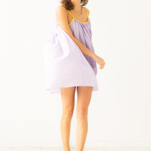 Woven Cotton Babydoll 33 Elastic Straps Lilac Yellow 3