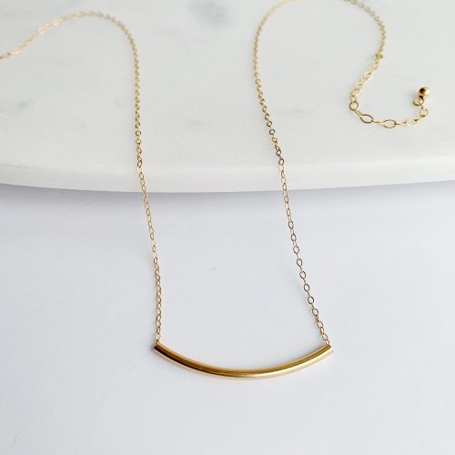 arc necklace gold fill flat lay 4