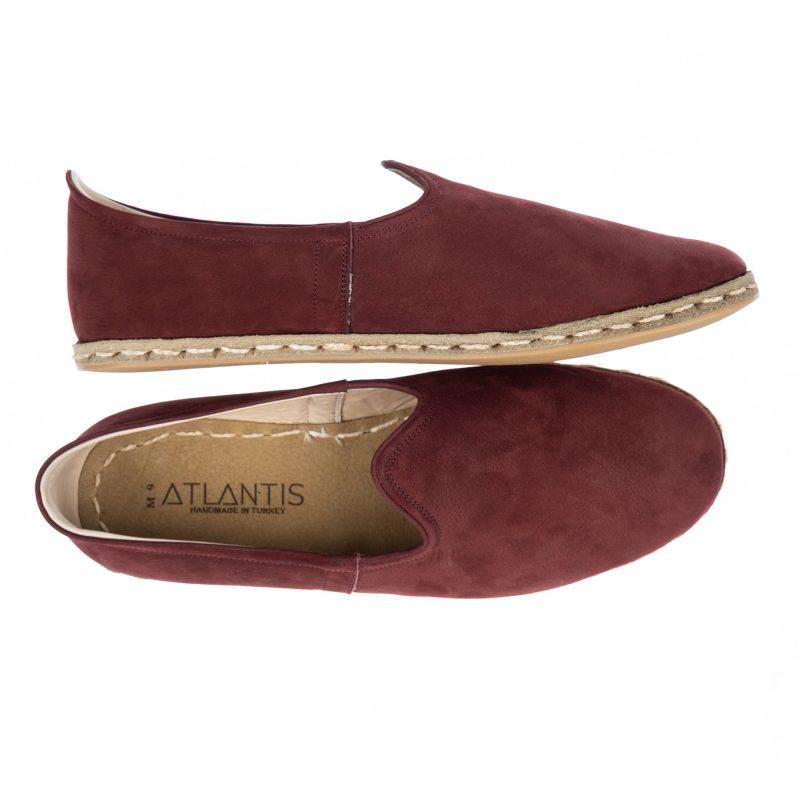 atlantis handmade shoes burgundy nubuck turkish slip on shoes