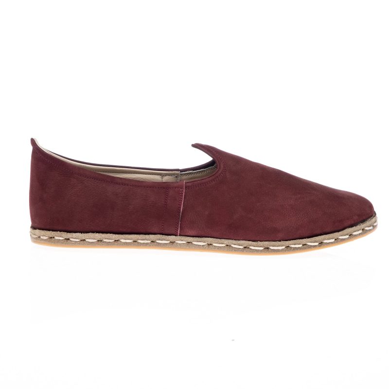 atlantis handmade shoes burgundy nubuck turkish slip ons