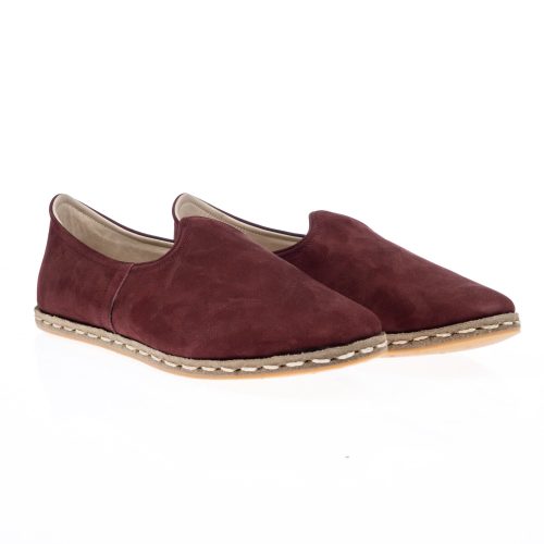 atlantis handmade shoes burgundy nubuck turkish slip ons for men