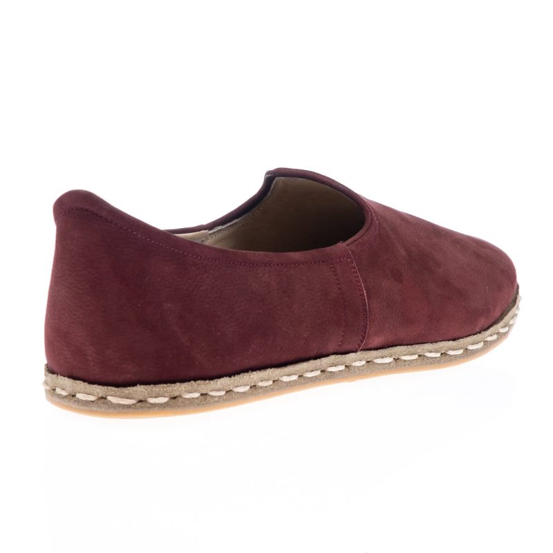 atlantis handmade shoes burgundy nubuck turkish slip ons for women