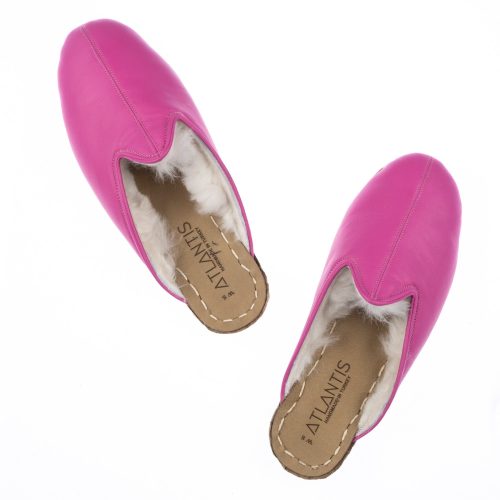 atlantis handmade shoes pink slippers with shearling