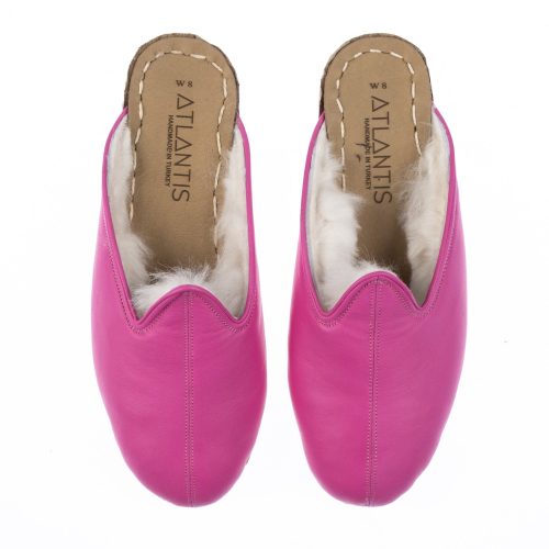 atlantis handmade shoes pink slippers with shearling for men