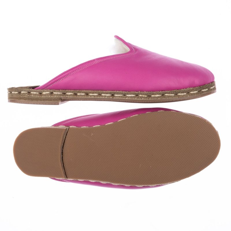 atlantis handmade shoes pink slippers with shearling sabah babas