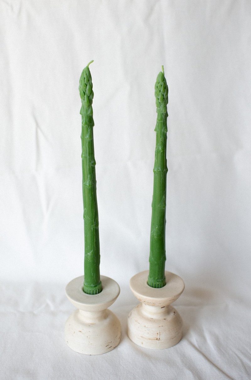 beeswax asparagus taper candles pair 2 9 inch tall 860289