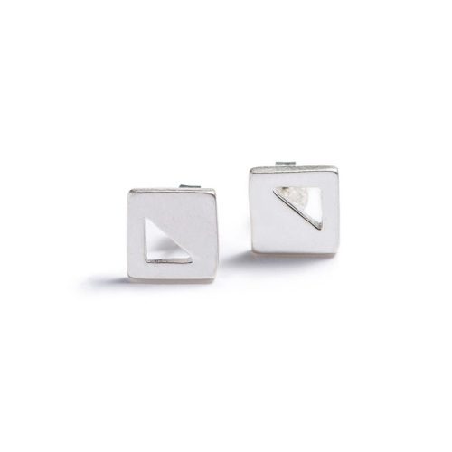 betsy and iya mini square stud earrings silver 1