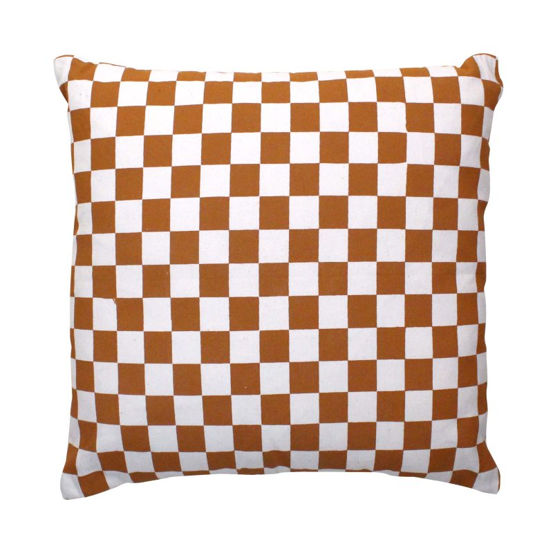 checkered pillow rust