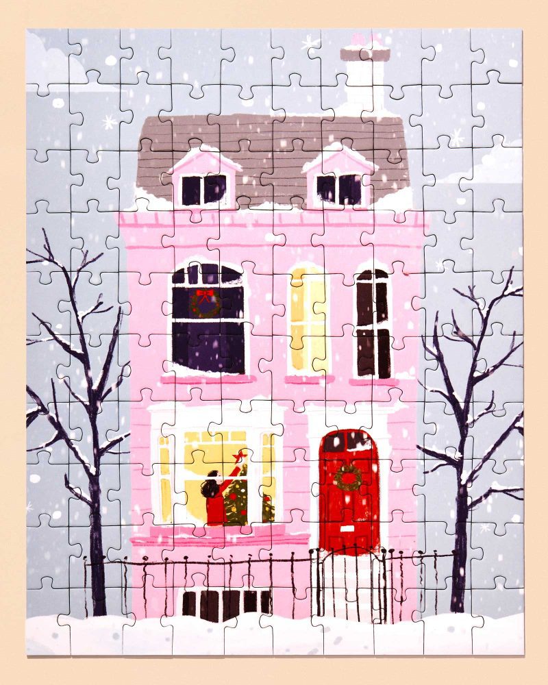 christmas pink house puzzle by maja tomljanovic 739118