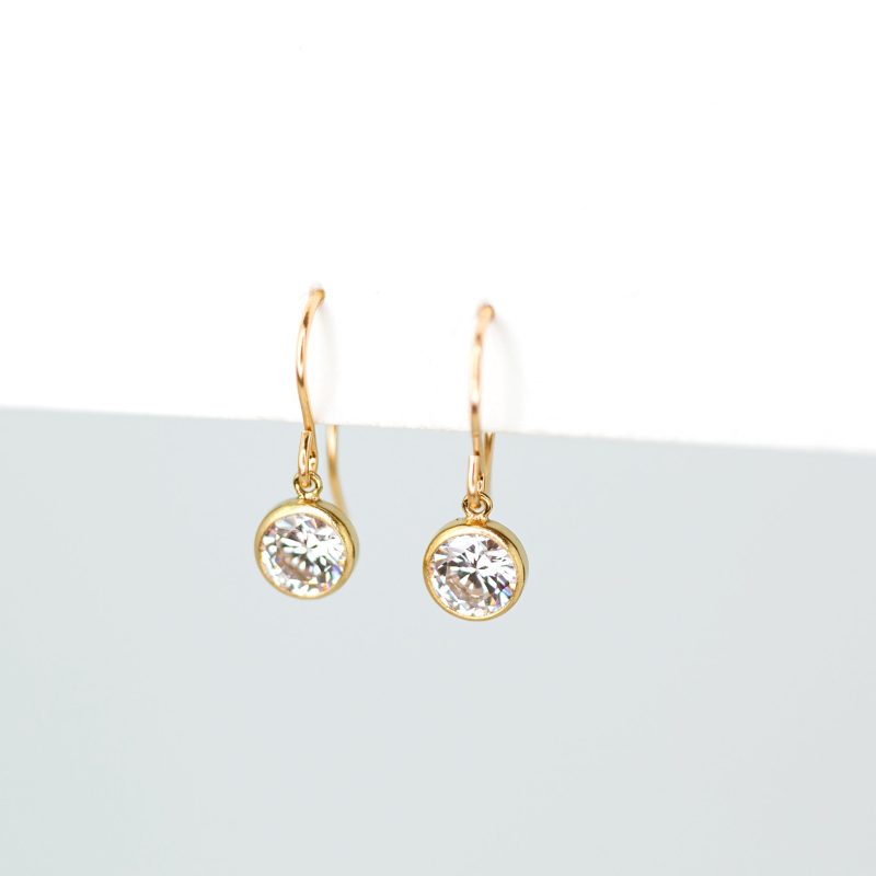 collete solitaire drop earrings gold 1