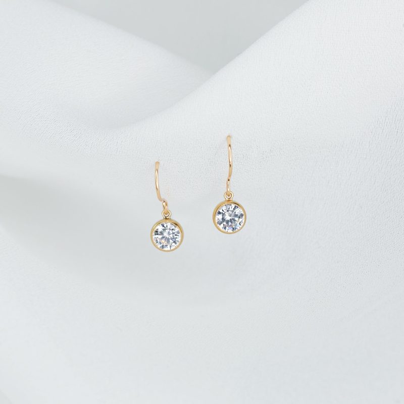 collete solitaire drop earrings gold 4