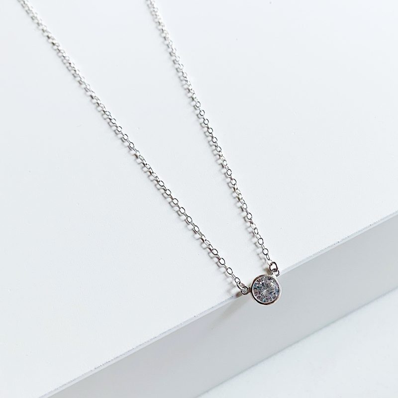 collette solitaire drop necklace ss 2 fl 1