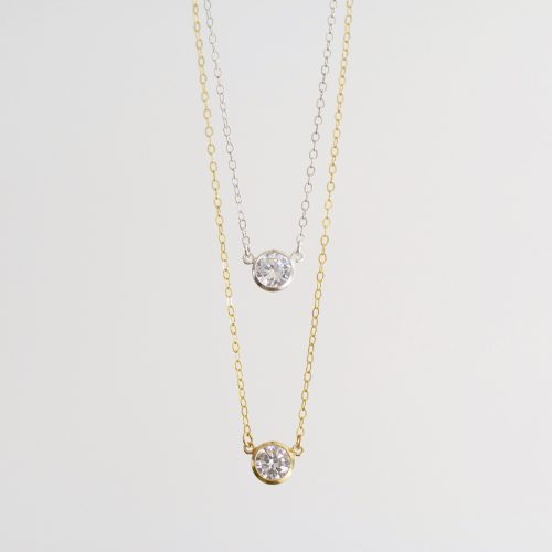 collette solitaire necklace duo mixed metals