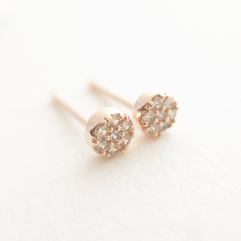 cz circle studs rose 3