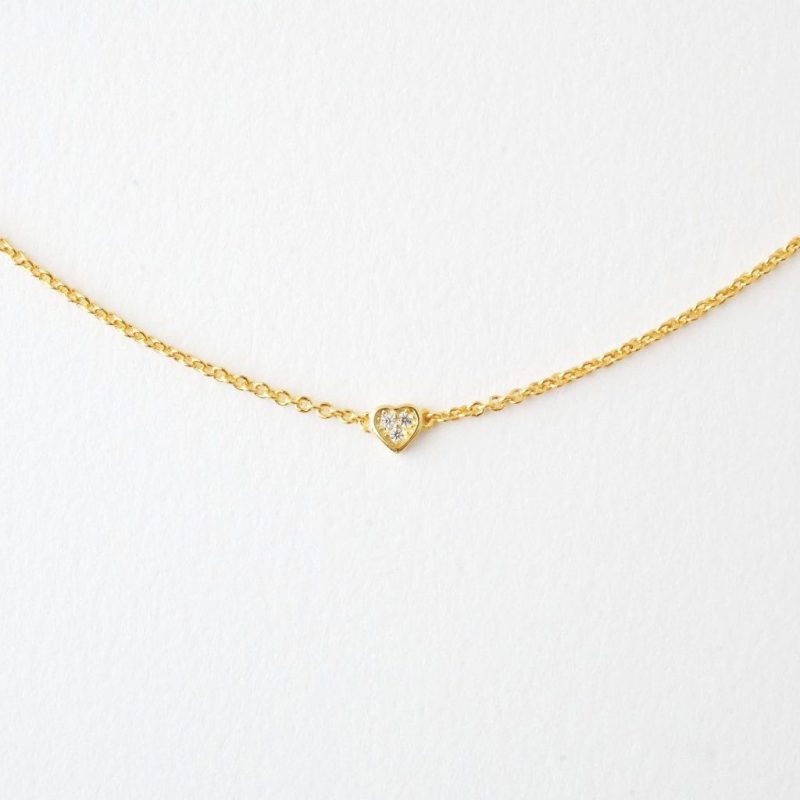 cz heart necklace gold 3