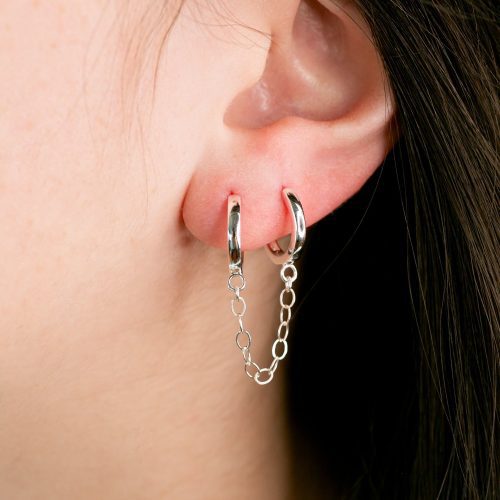 drape locking huggie earrings om silver 02