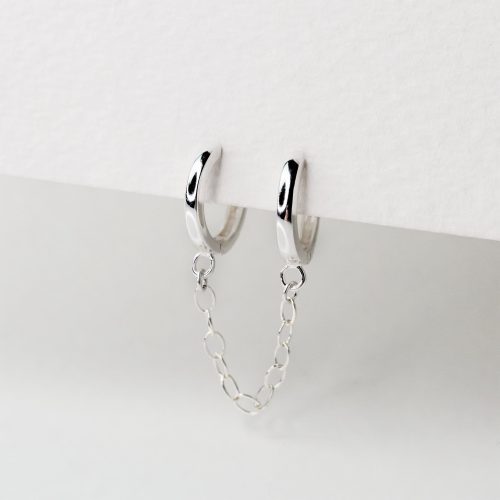 drape locking huggie earrings silver 02