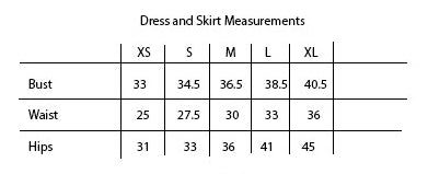 dress and skirt measurements large