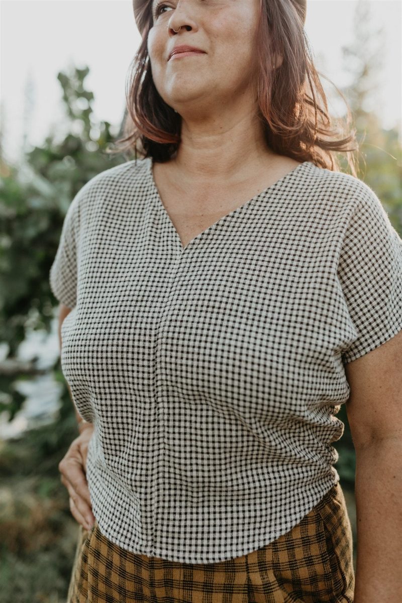 field day top dolman top in black oat cotton gingham 42021954453762