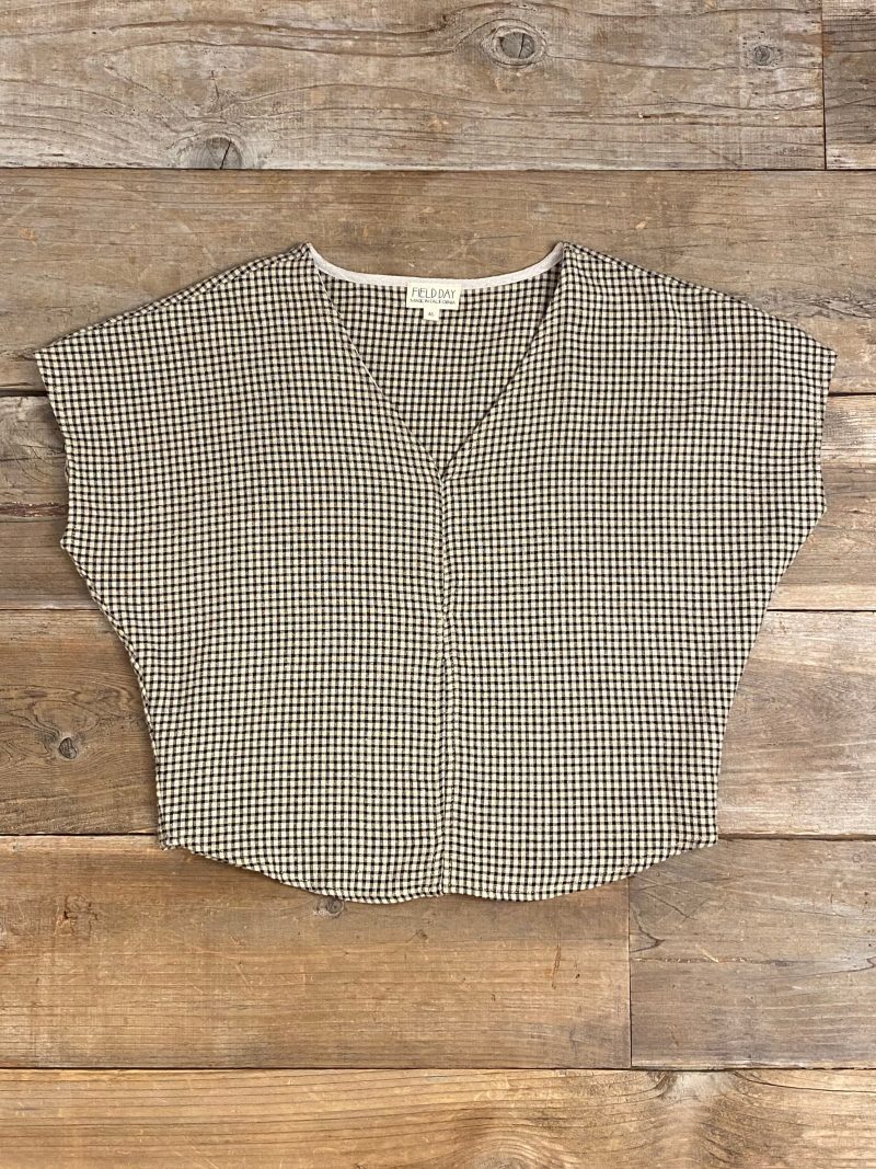 field day top dolman top in black oat cotton gingham 42033542791426