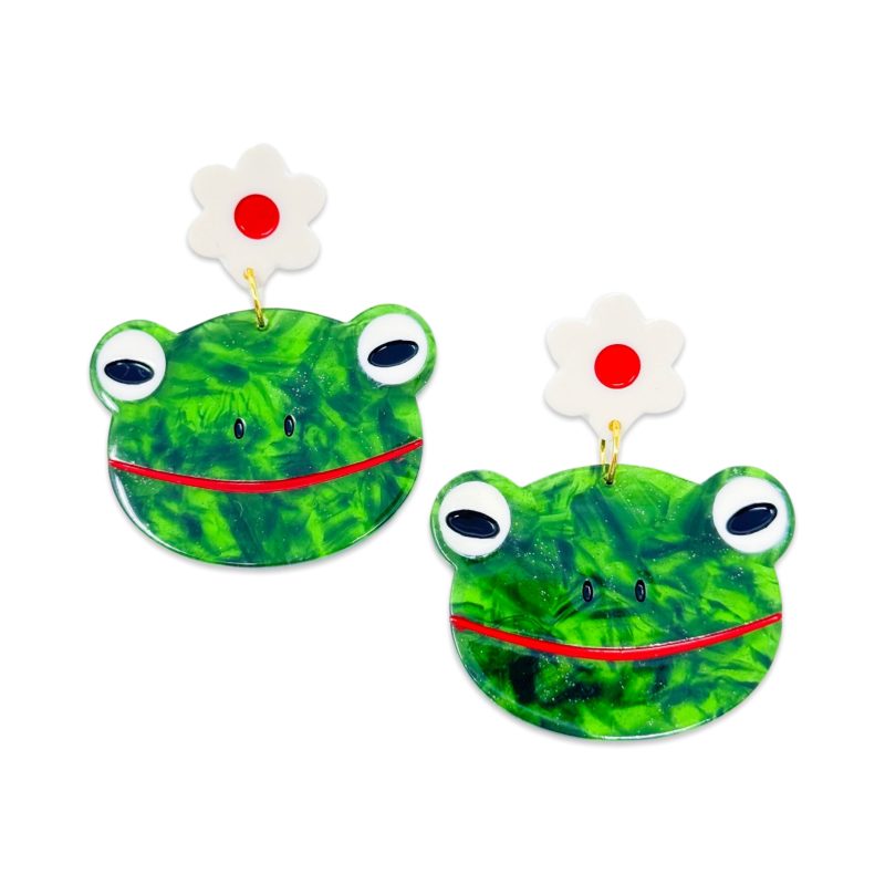 frog and flowers acetate earrings jewelry jenny lemons 638177