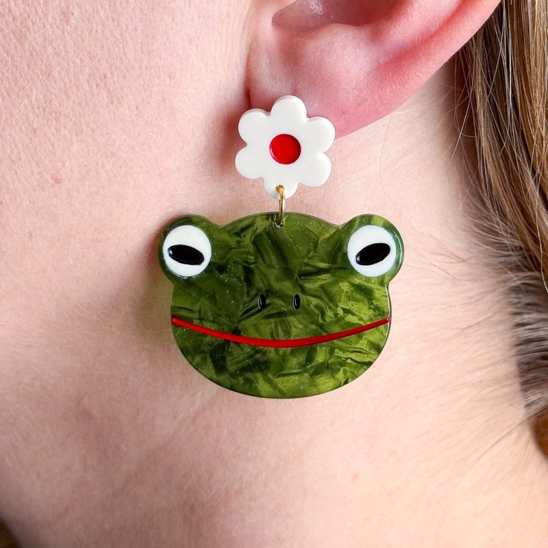 frog and flowers acetate earrings jewelry jenny lemons 814483