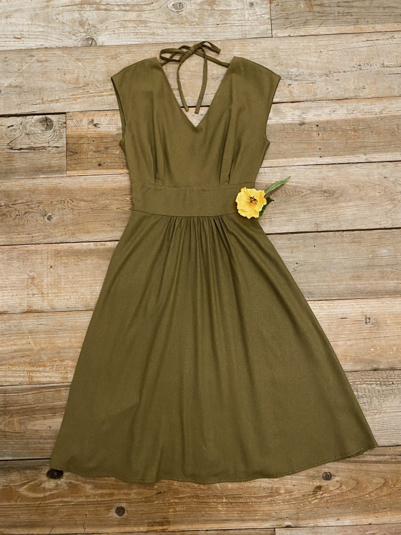 joy dress field day olive green flat