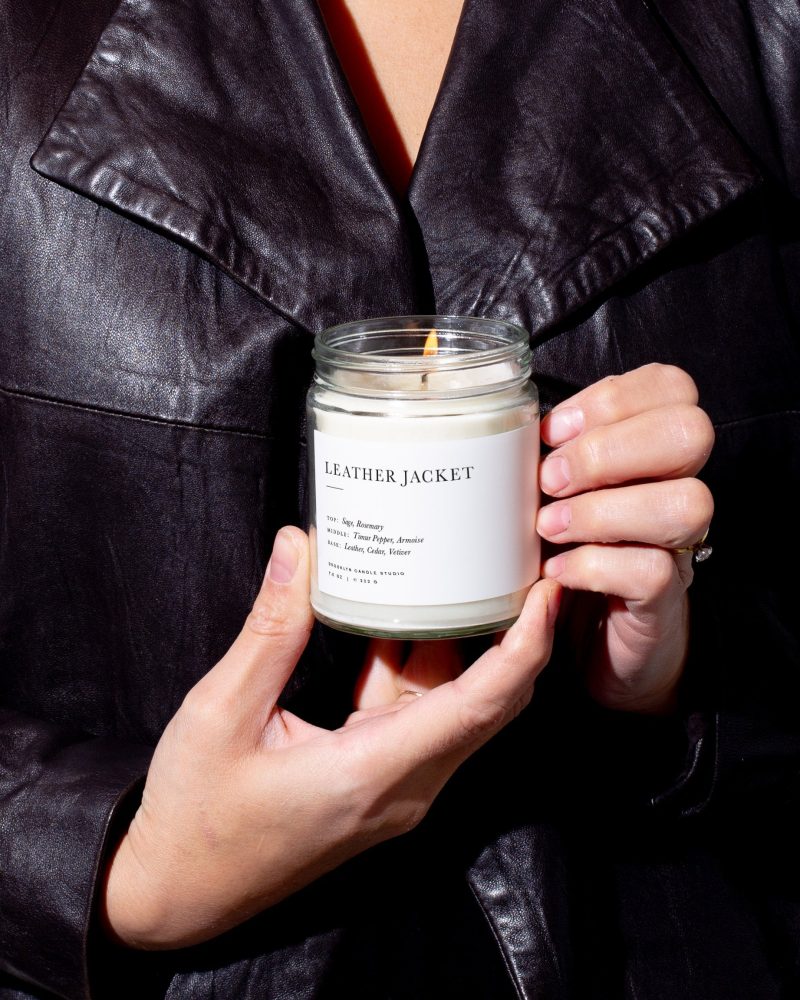 leather jacket minimalist candle brooklyn candle studio 818232