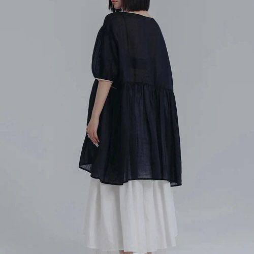 marigold shadows dresses misato puff sleeve dress 31298164949058