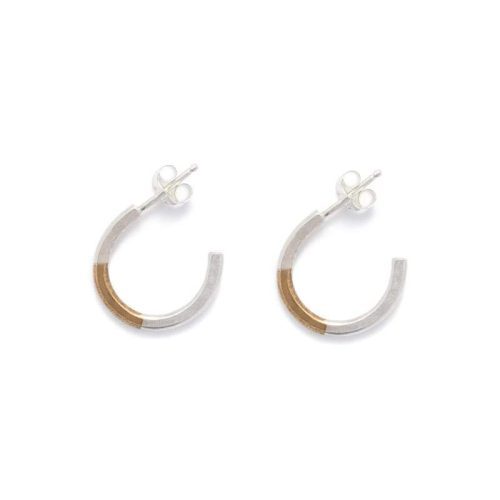 mixed metal mini hoop earrings by betsy and iya side