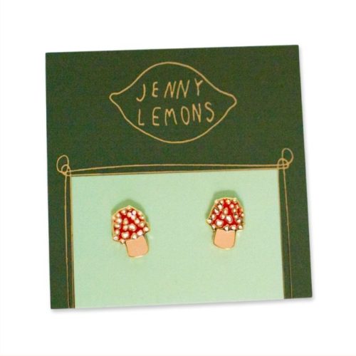 mushroom enamel earrings jewelry jenny lemons 737979