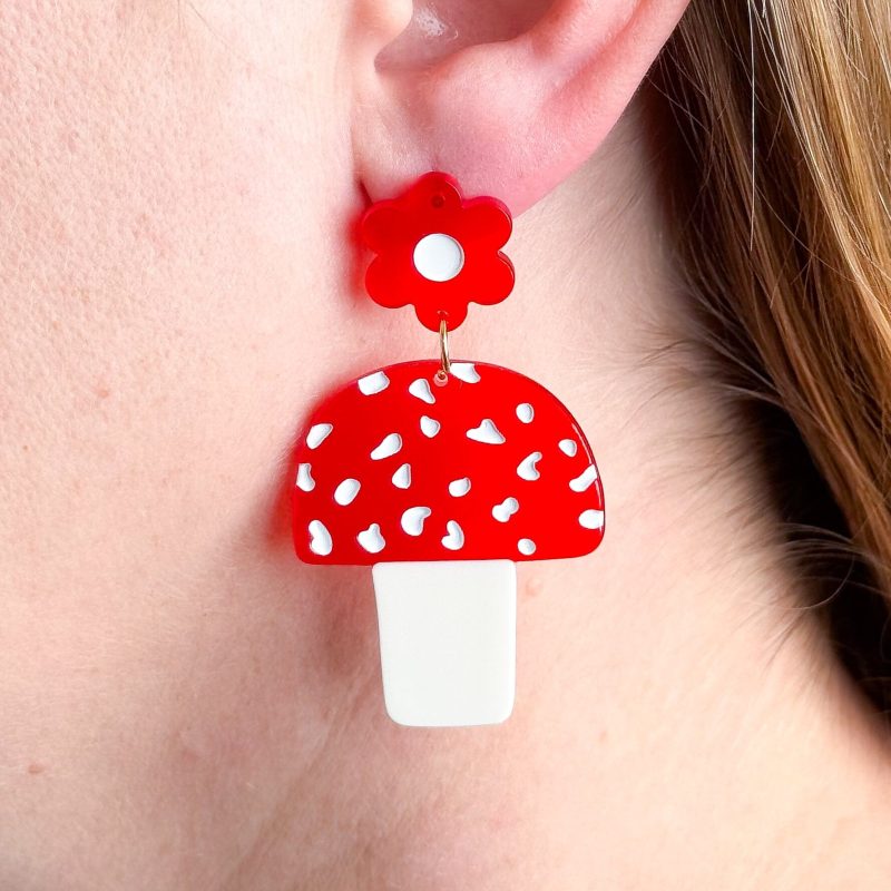 mushrooms and flowers earrings jewelry jenny lemons 641166